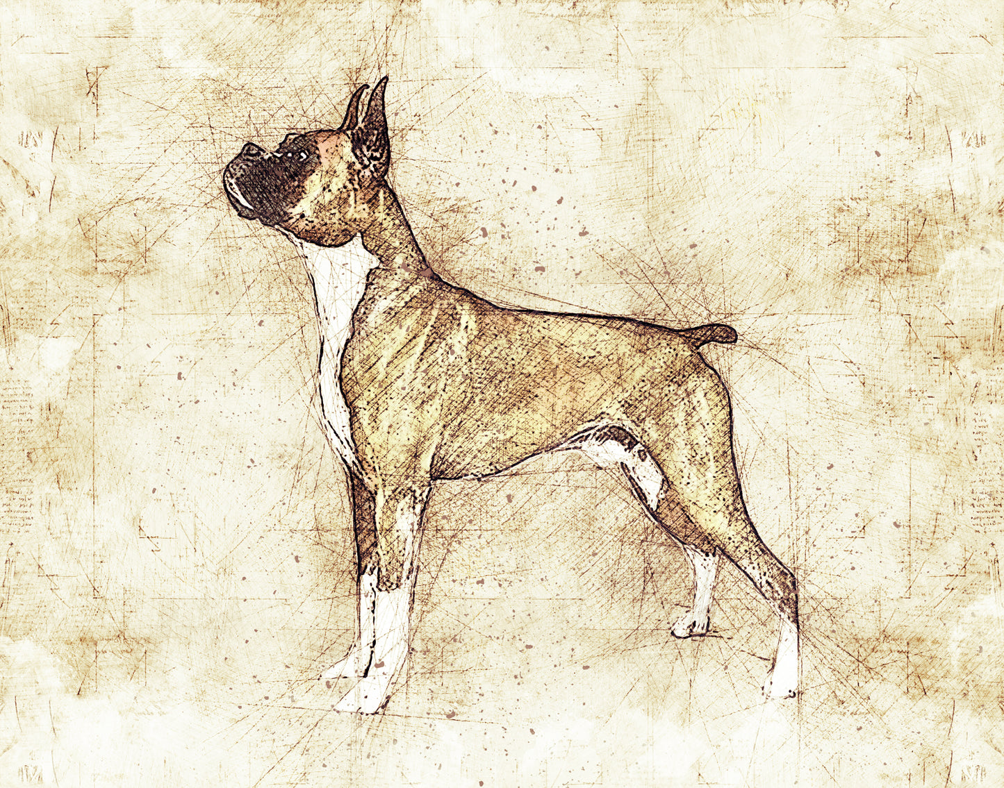 “Dog Breed Art Print – 11x14 Leonardo da Vinci Style Sketch – Choose Your Breed: Great Dane, Dachshund, Golden Retriever, German Shepherd, Aussie, Heeler & More”