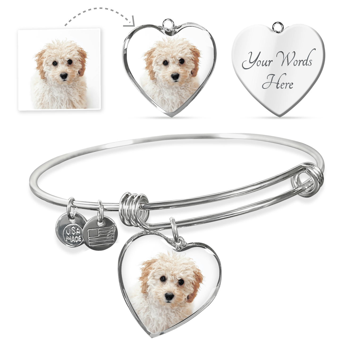 Eternal Bond: Personalized Photo & Message Heart Bangle