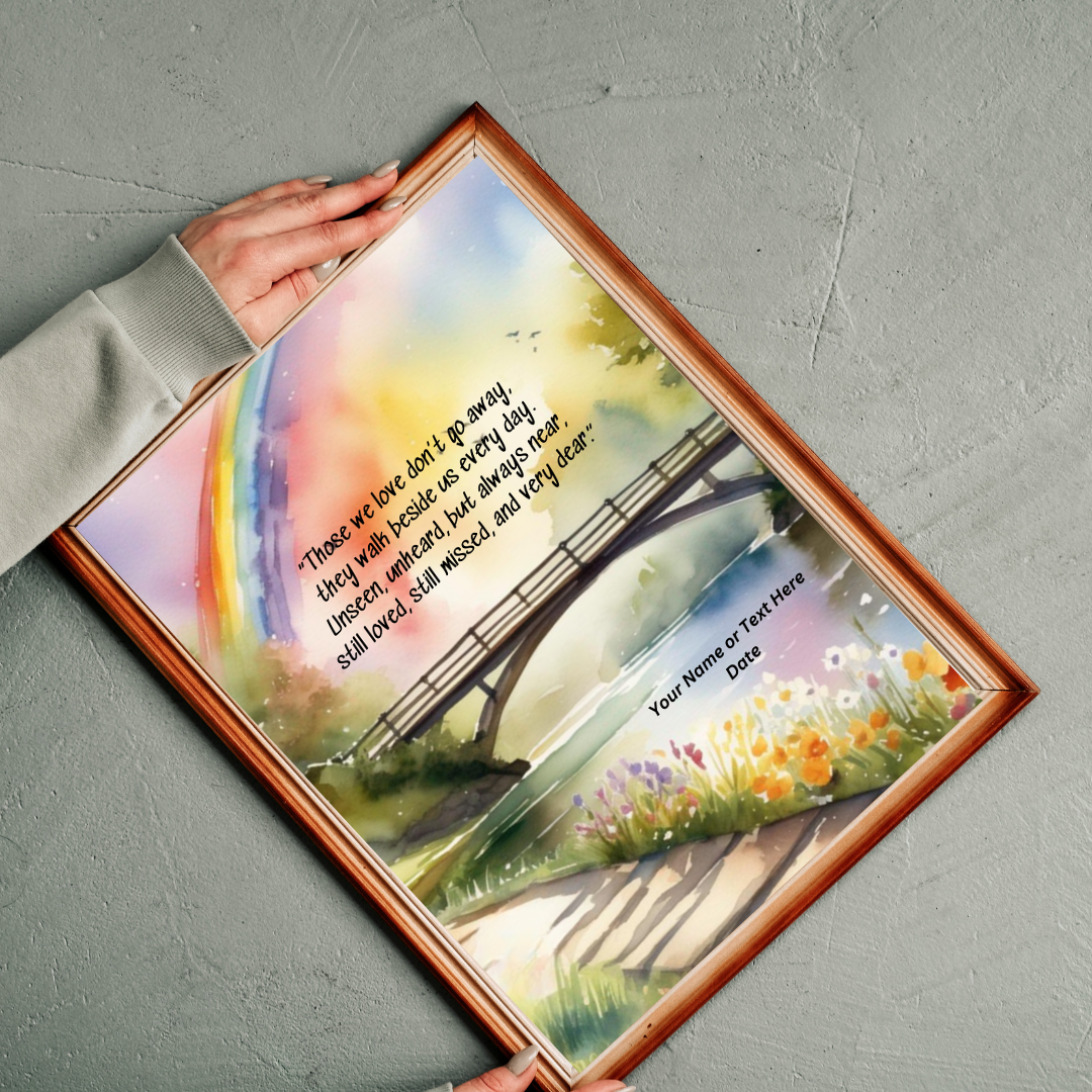 Rainbow Bridge Remembrance" - Customized Pet Memorial Print - 8" x 10" Unframed Print