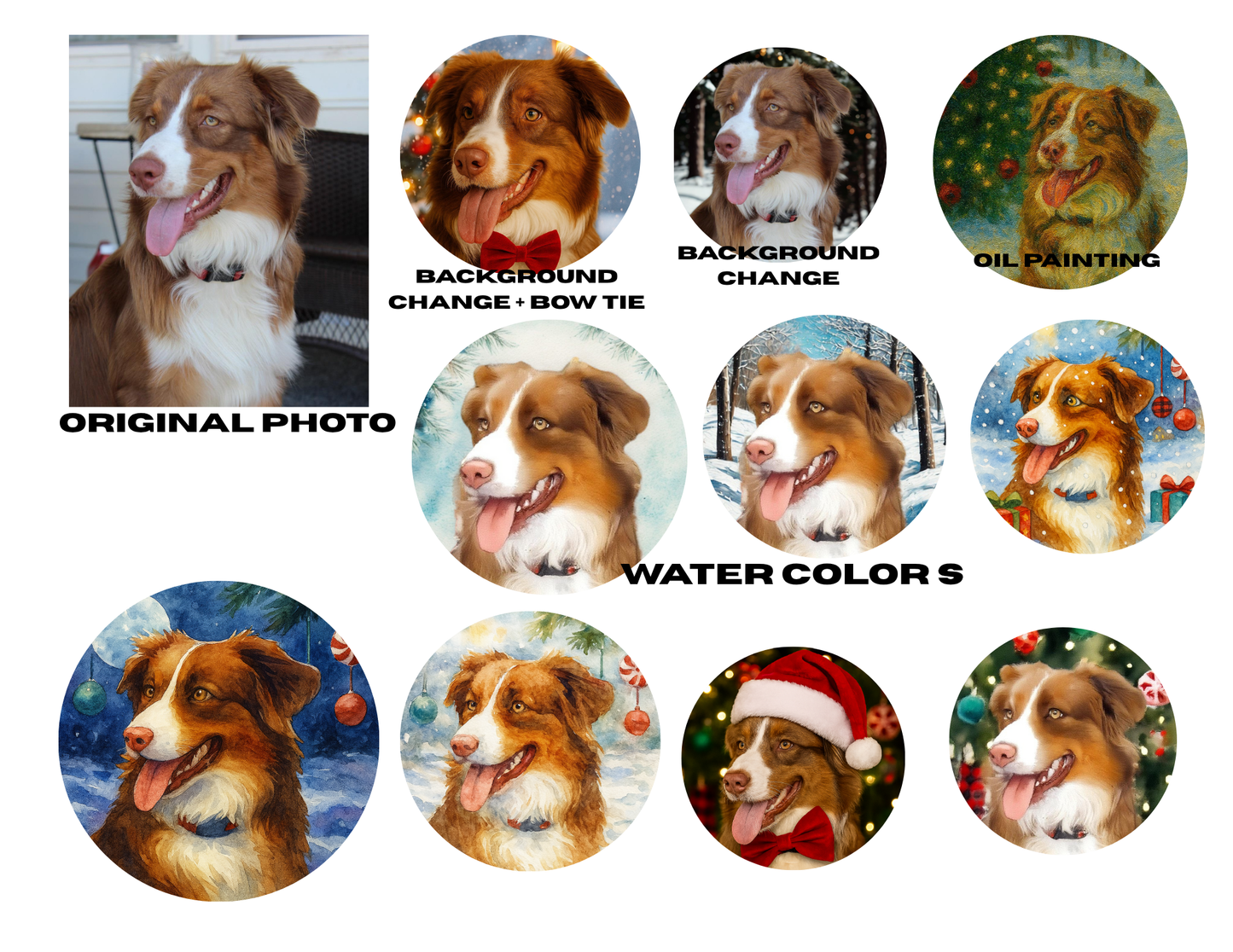 Custom 2-Sided Ceramic Dog Ornament | Personalized Pet Memorial or First Christmas Gift | Photo to Art Keepsake
