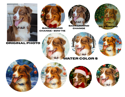 Custom 2-Sided Ceramic Dog Ornament | Personalized Pet Memorial or First Christmas Gift | Photo to Art Keepsake