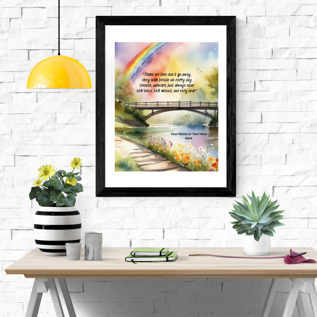 Rainbow Bridge Remembrance" - Customized Pet Memorial Print - 8" x 10" Unframed Print