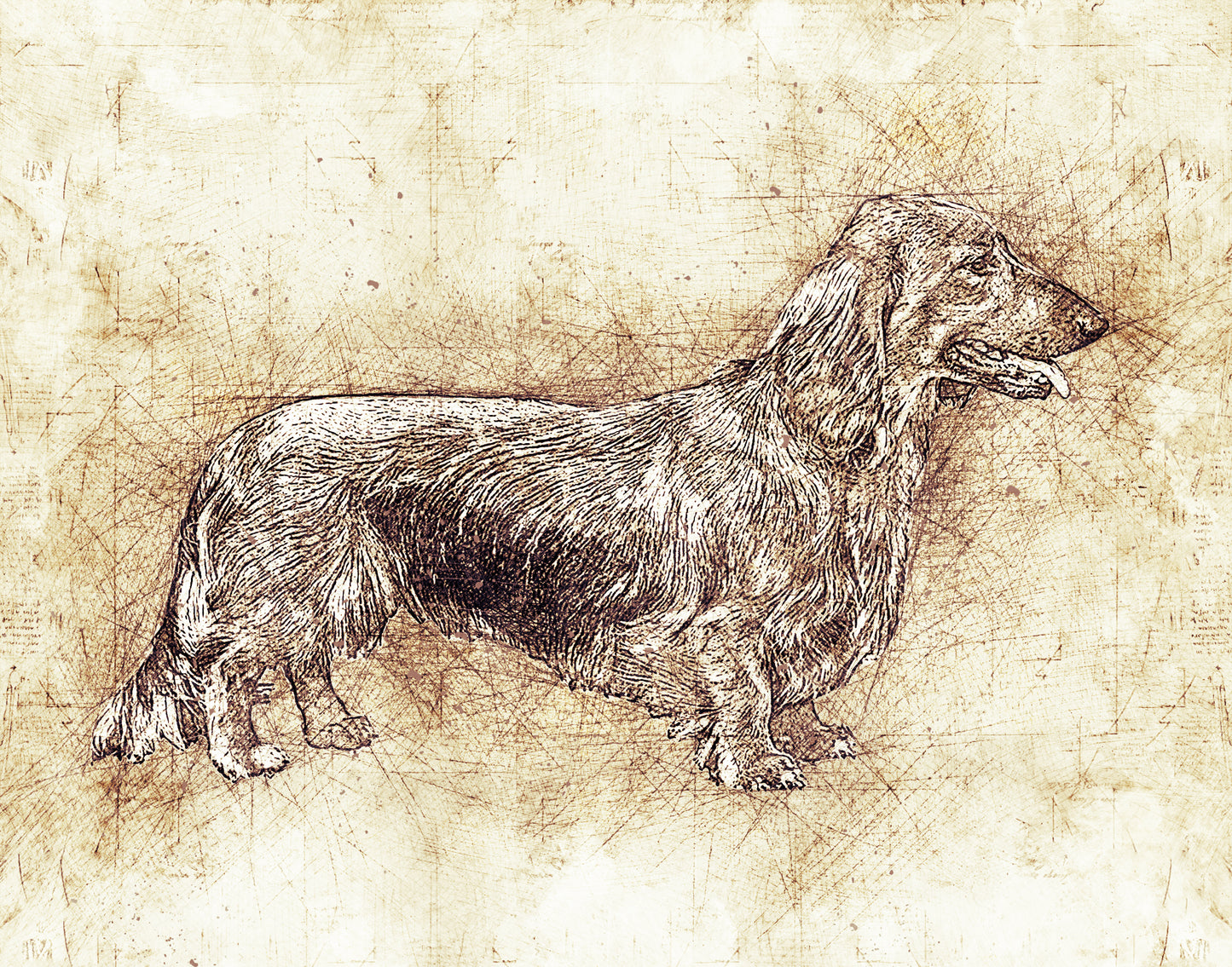 “Dog Breed Art Print – 11x14 Leonardo da Vinci Style Sketch – Choose Your Breed: Great Dane, Dachshund, Golden Retriever, German Shepherd, Aussie, Heeler & More”