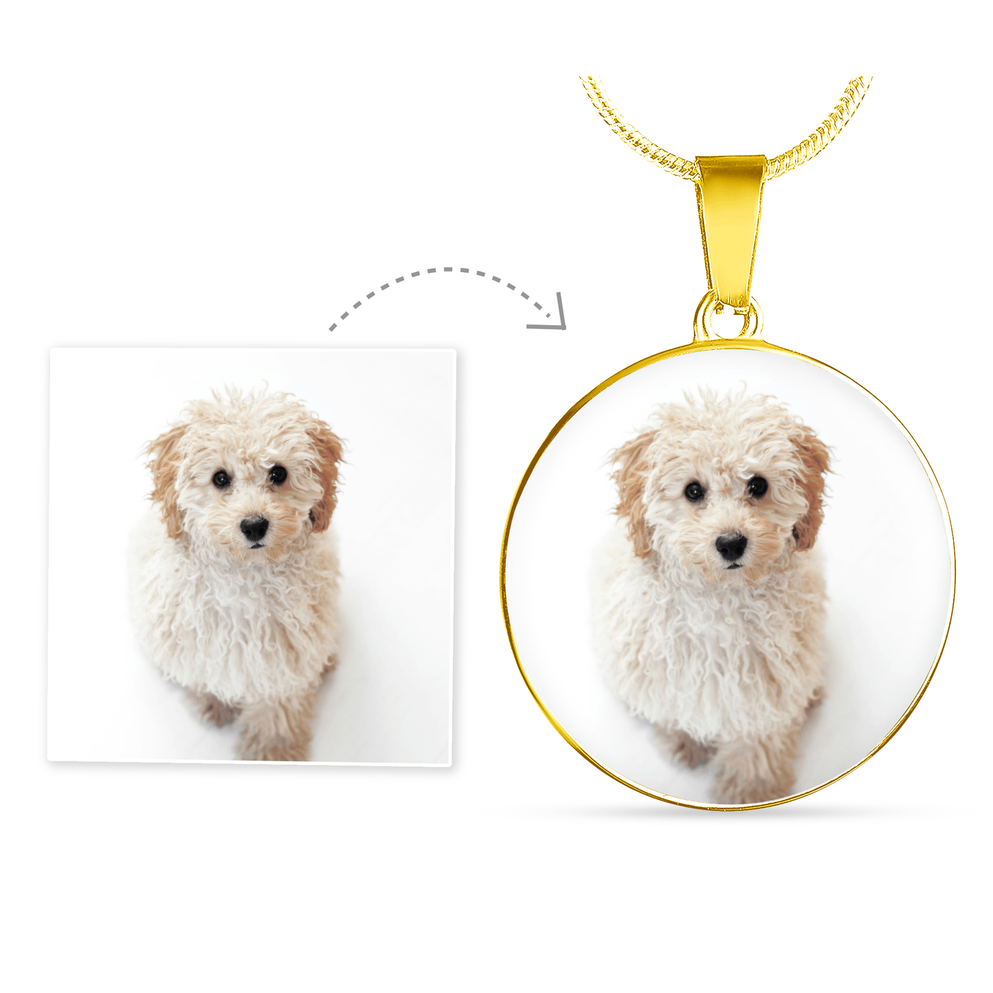 "Eternal Bond: Personalized Photo & Message Circle Pendant – Cherish Your Beloved Dog Forever with Custom Engraving"