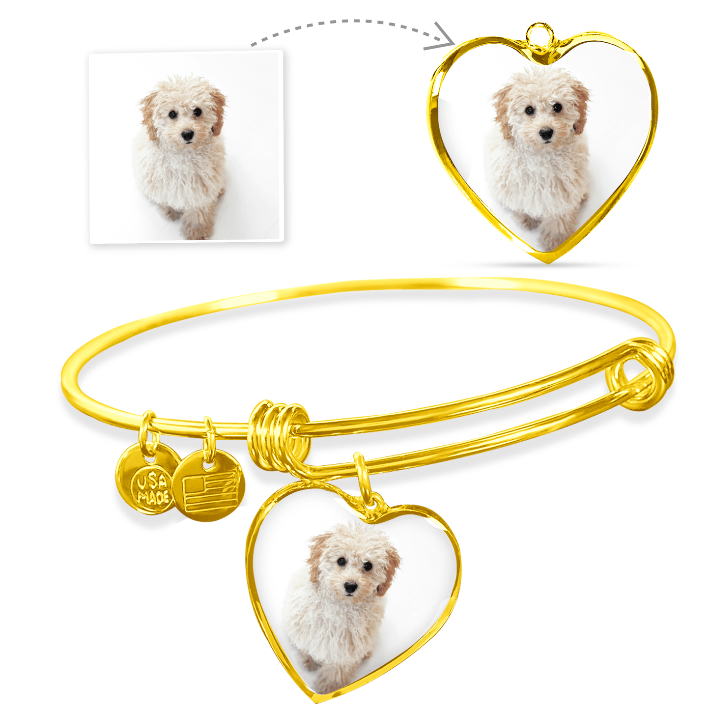 Eternal Bond: Personalized Photo & Message Heart Bangle