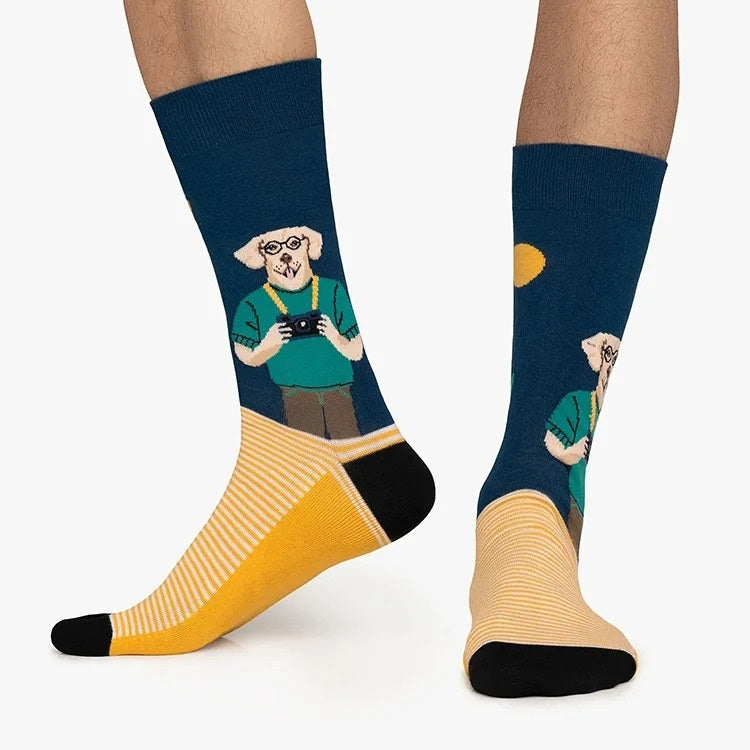 Colorful Fun Cartoon Dog Socks - Put  Your Best Paw Forward