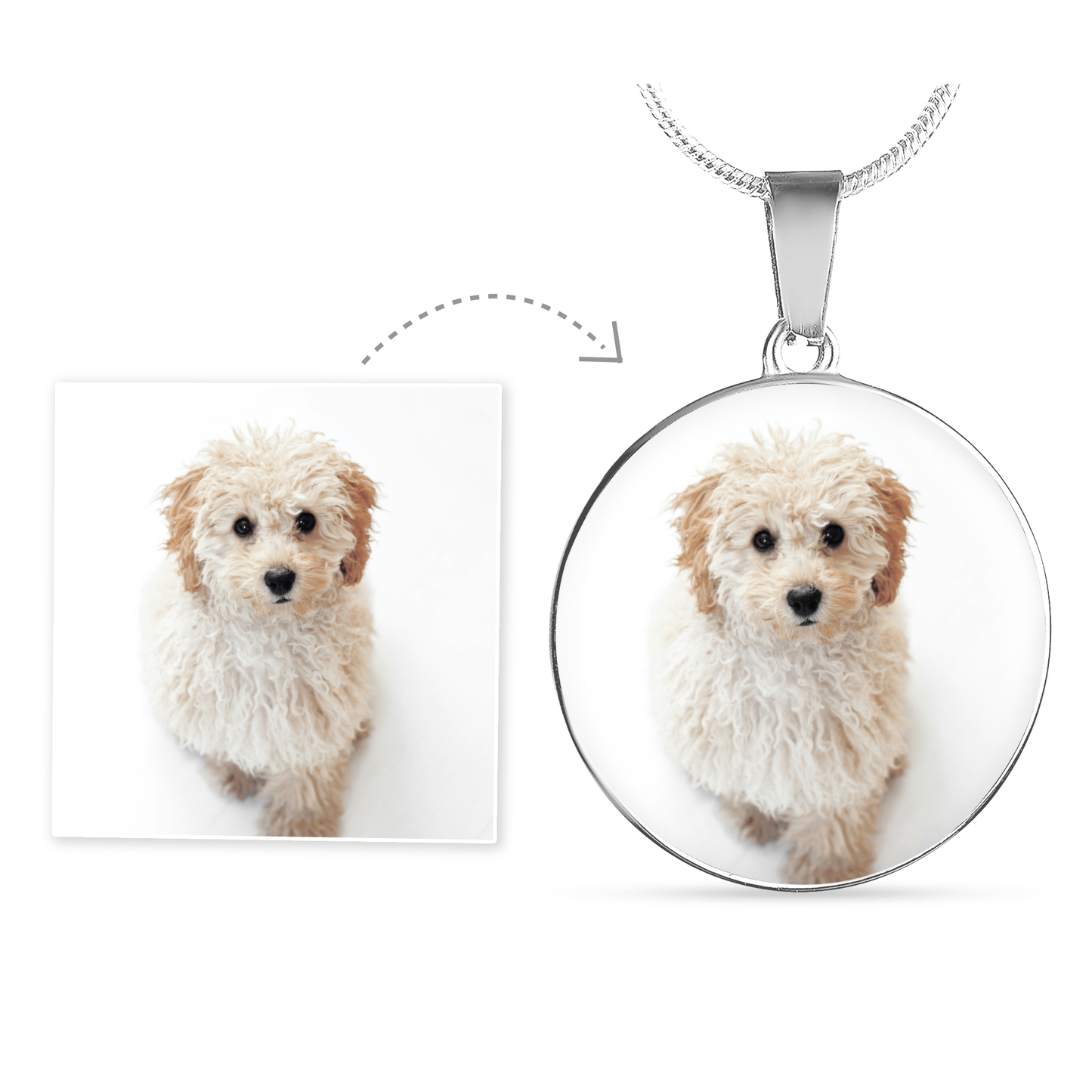 "Eternal Bond: Personalized Photo & Message Circle Pendant – Cherish Your Beloved Dog Forever with Custom Engraving"