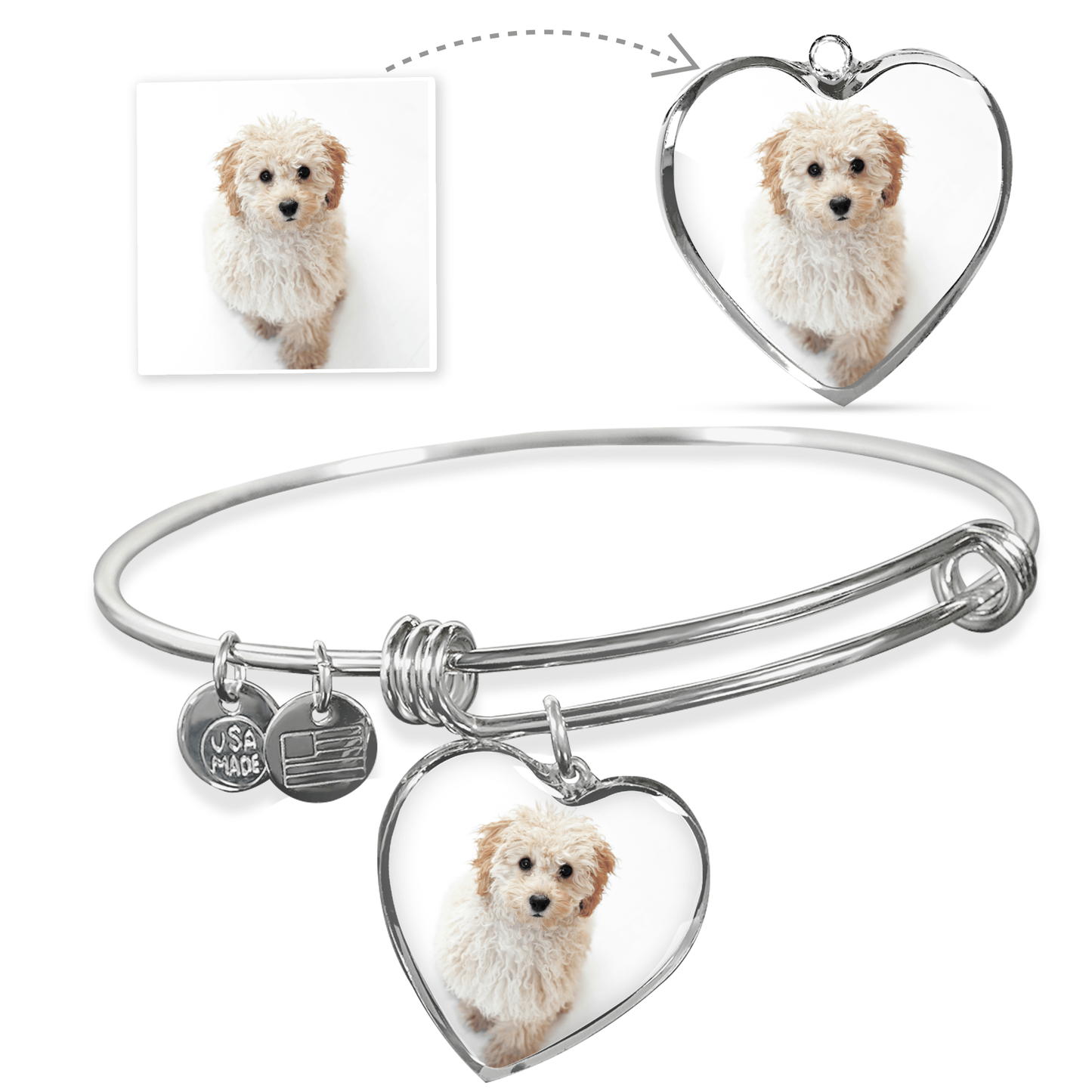 Eternal Bond: Personalized Photo & Message Heart Bangle