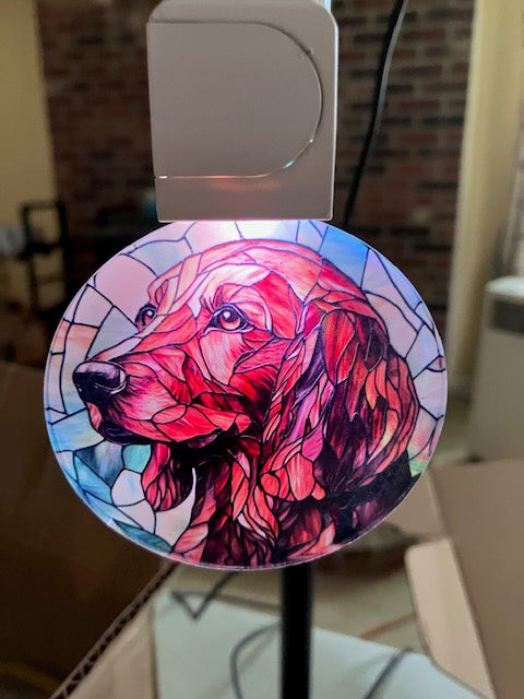 Irish Setter Stained Glass LED Ceramic Ornament