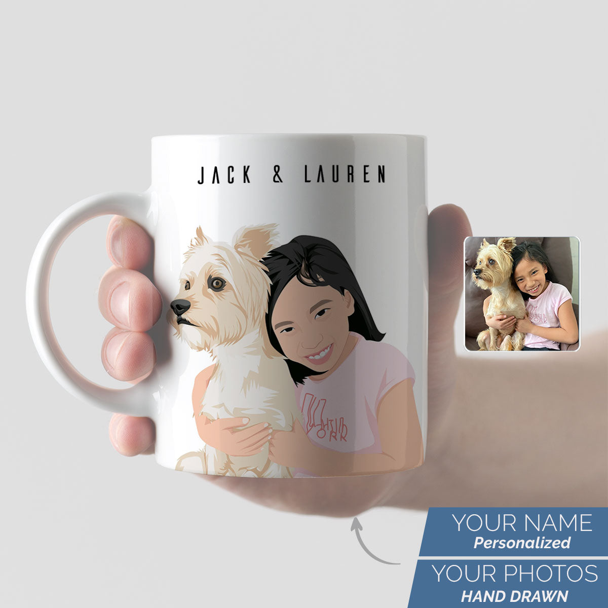 Personalized Dog and Owner Mug - Custom Artwork from Your Photo