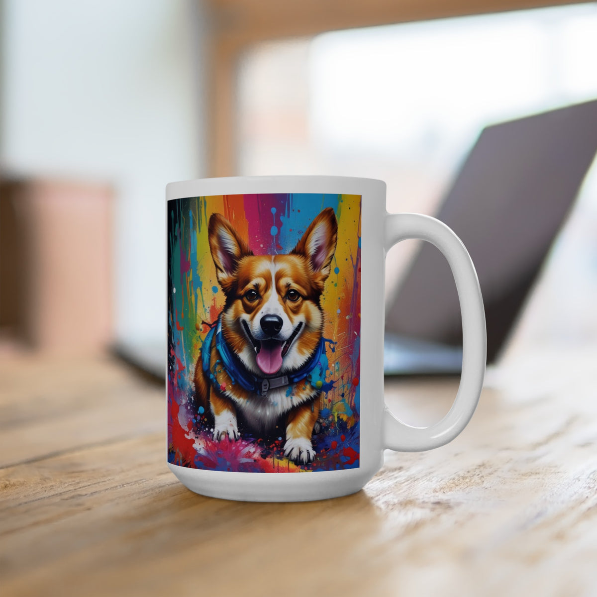 Graffiti Style Corgi Ceramic Mug, (11oz, 15oz)