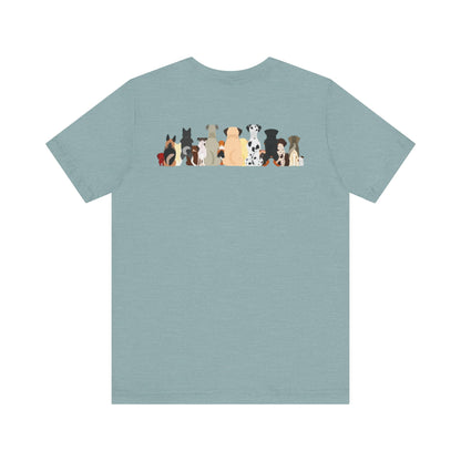 Fun Pack of Dogs - Front & Back Design - Unisex Jersey Short Sleeve Tee