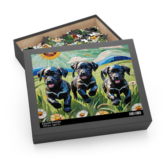 Lab Puppies Mosaic Jigsaw Puzzle