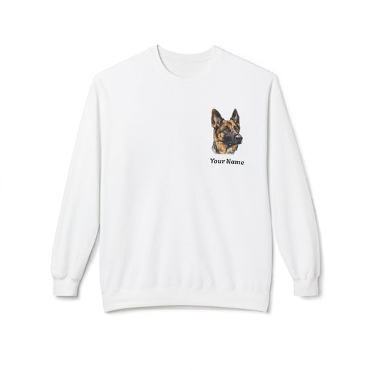 Custom & Personalized Dog Portrait with Name - Unisex Midweight Softstyle Fleece Crewneck Sweatshirt