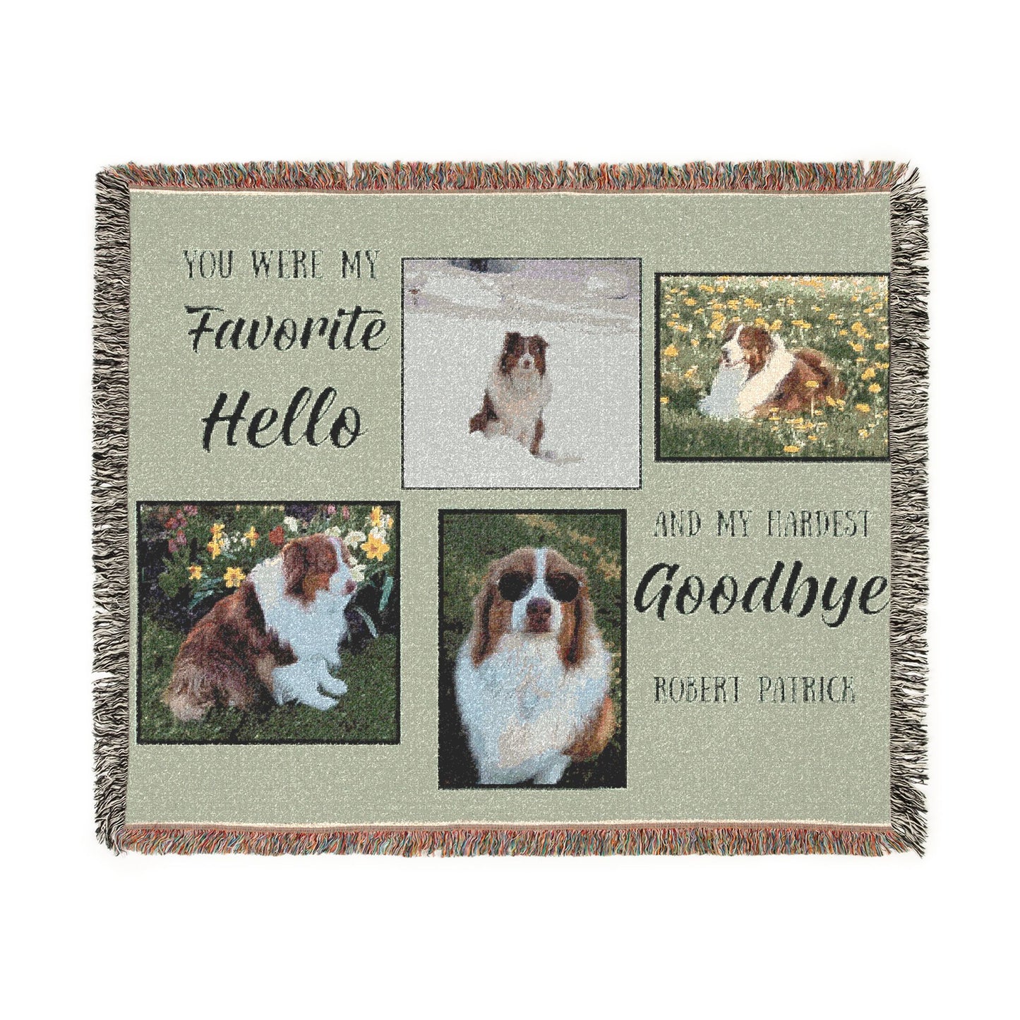 Custom Pet Memorial Woven Throw Blanket | Personalized Dog Photo Blanket | Rainbow Bridge Gift | Memorial Gift for Dog Lover | Custom Keepsake Throw
