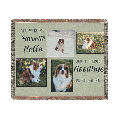 Custom Pet Memorial Woven Throw Blanket | Personalized Dog Photo Blanket | Rainbow Bridge Gift | Memorial Gift for Dog Lover | Custom Keepsake Throw
