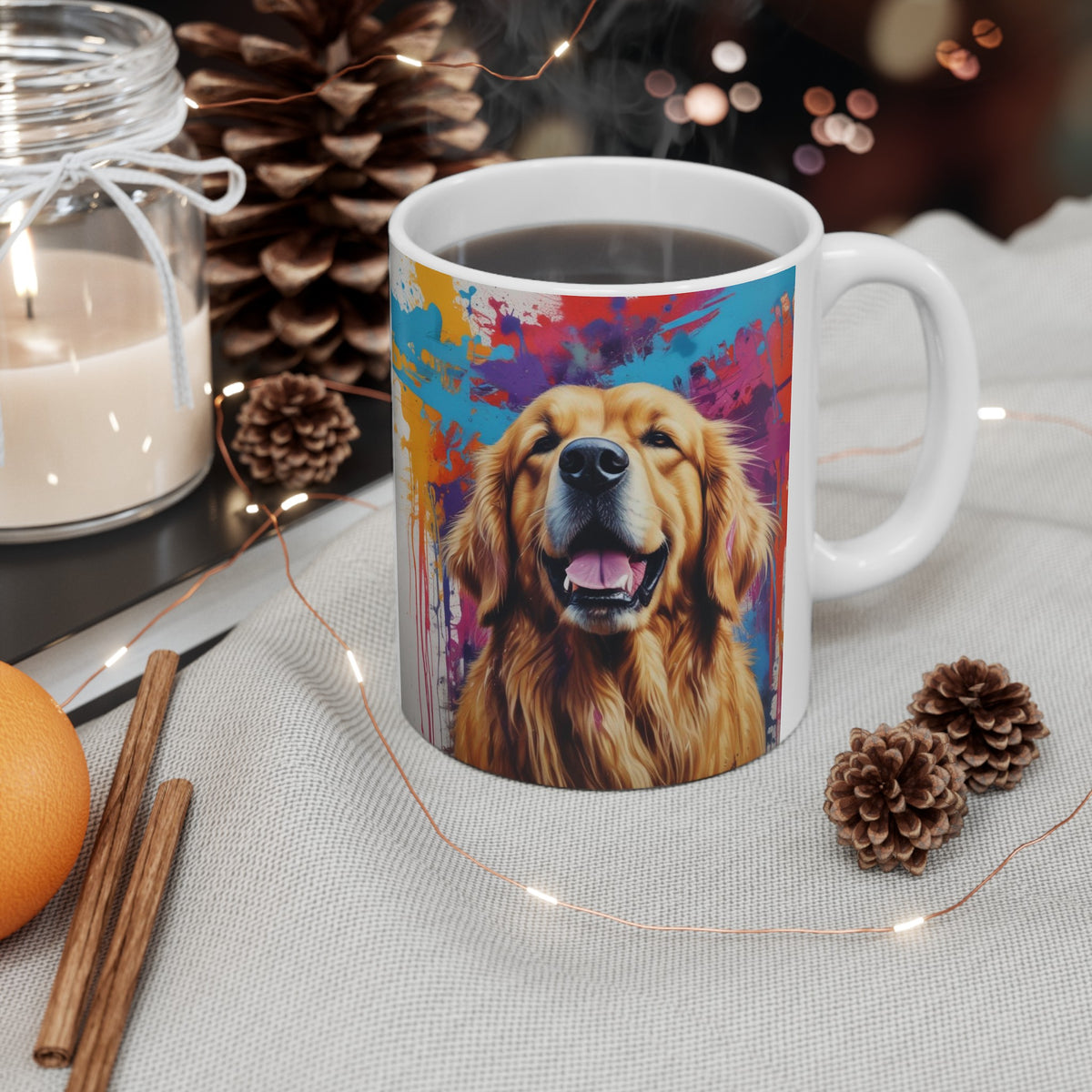 Graffiti Style Golden Retriever Ceramic Mug, (11oz, 15oz)