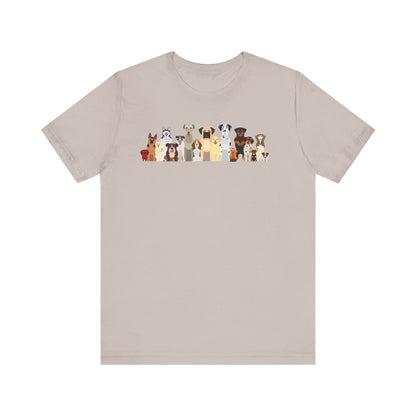 Fun Pack of Dogs - Front & Back Design - Unisex Jersey Short Sleeve Tee