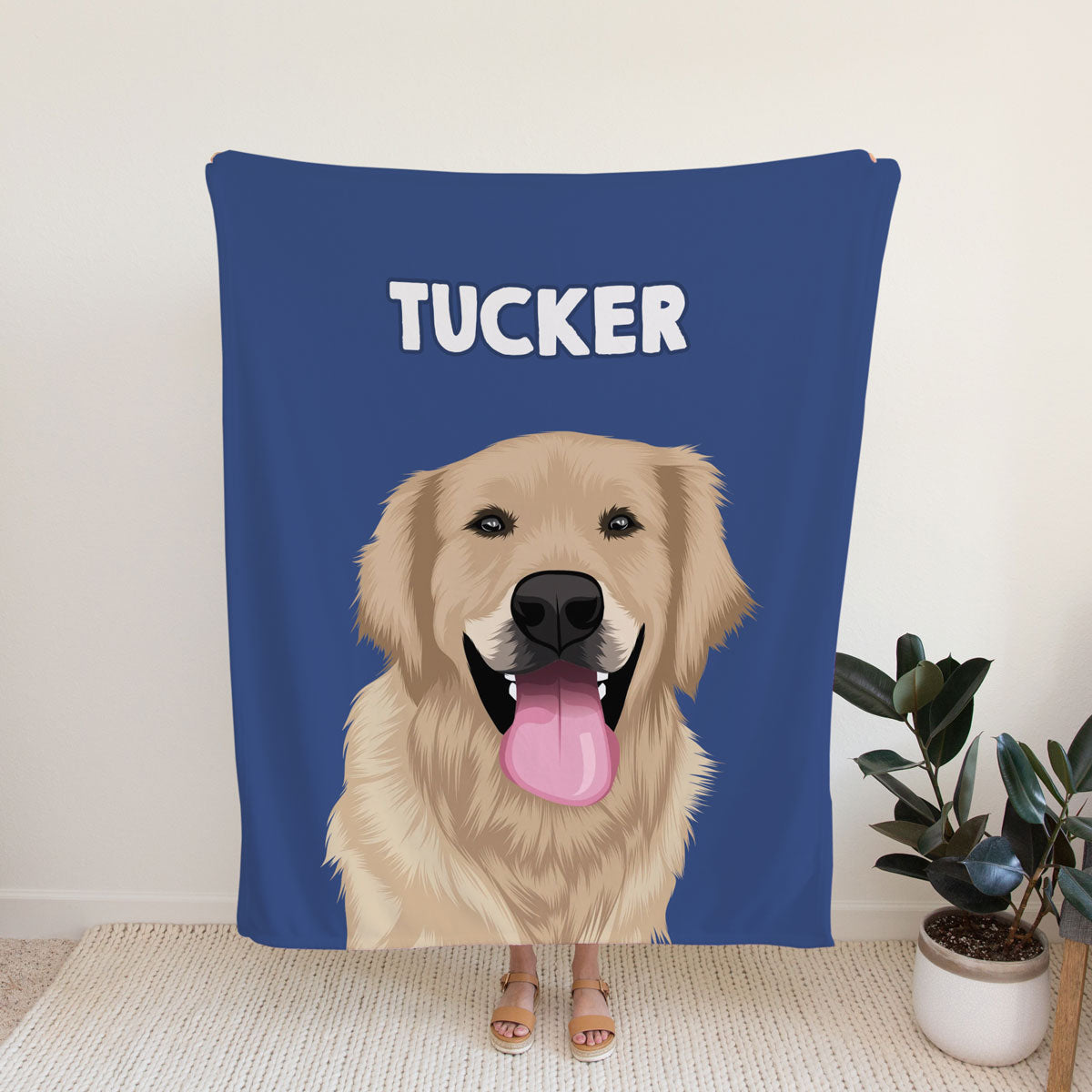 Custom Dog Portrait Blanket - Send a Photo and our Artist will create it for you.
