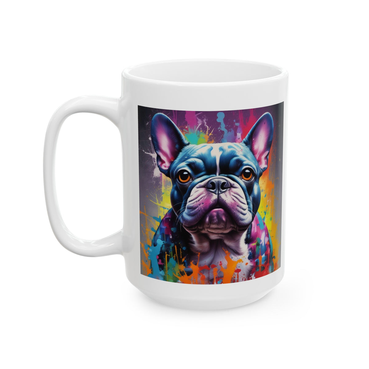 Graffiti Style French Bulldog Ceramic Mug, (11oz, 15oz)