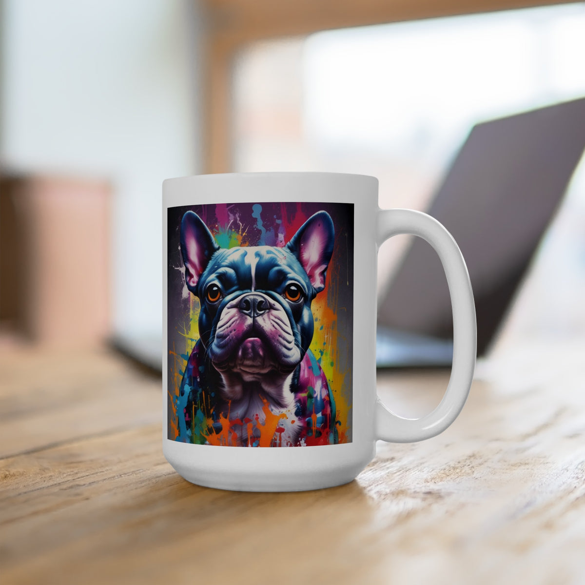 Graffiti Style French Bulldog Ceramic Mug, (11oz, 15oz)