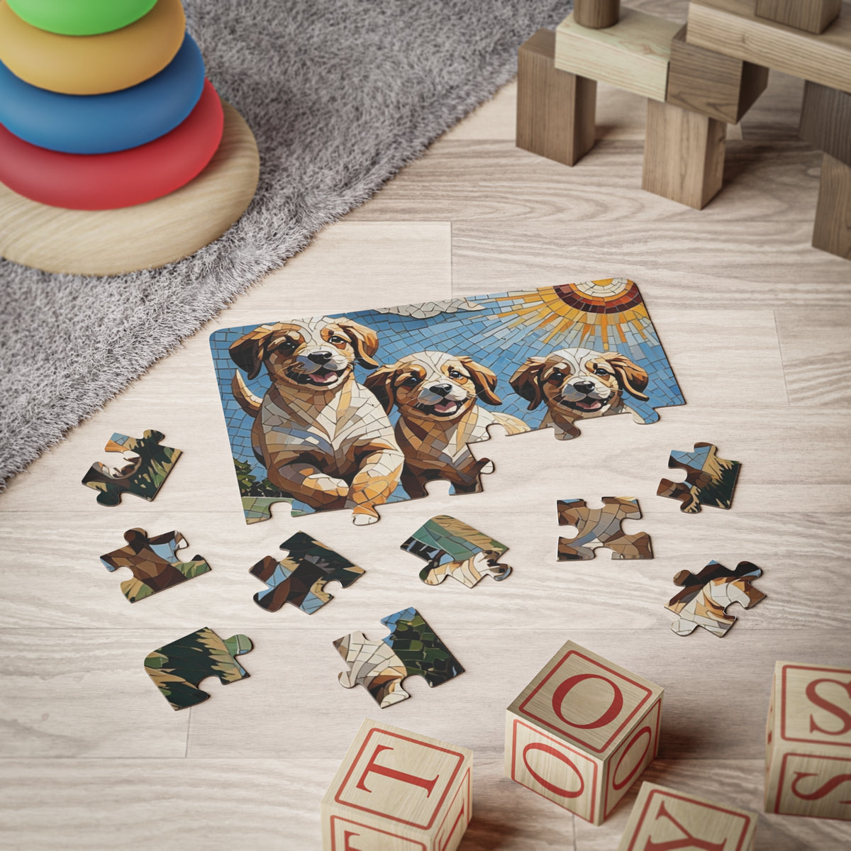 Kids' Puzzle, 30-Piece Puppies Playing, Fun activity for Toddlers