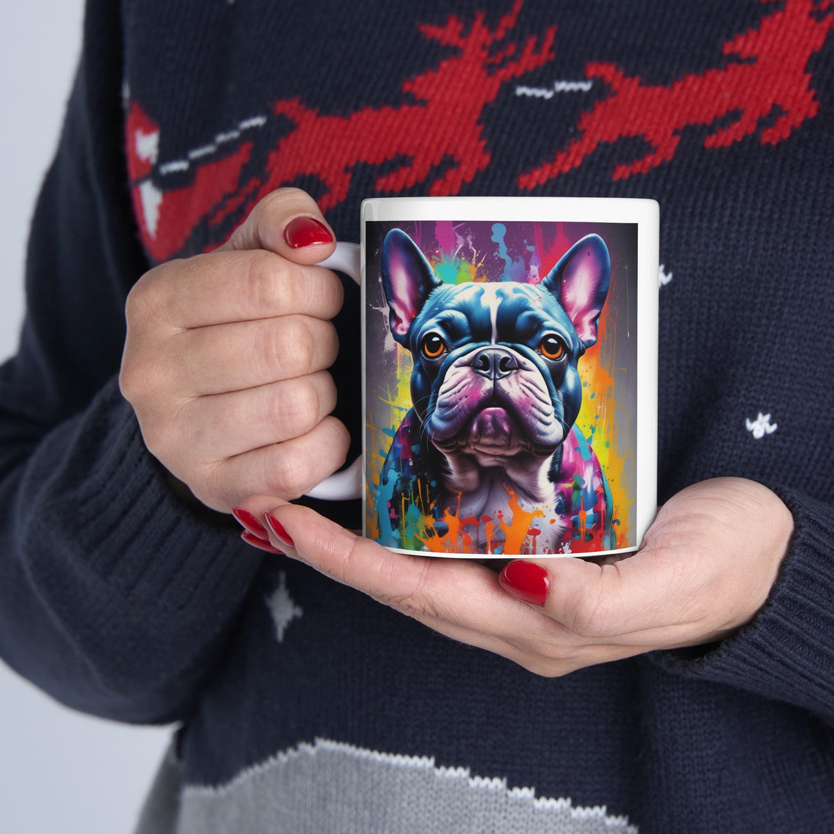 Graffiti Style French Bulldog Ceramic Mug, (11oz, 15oz)