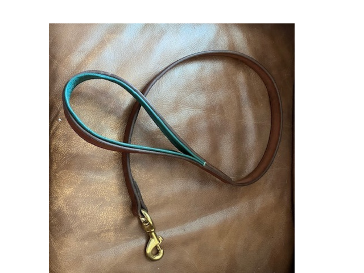 Amish Made Luxury Leather Training Leads - 1 Foot or 3 Feet - Padded Handle & Brass Hardware