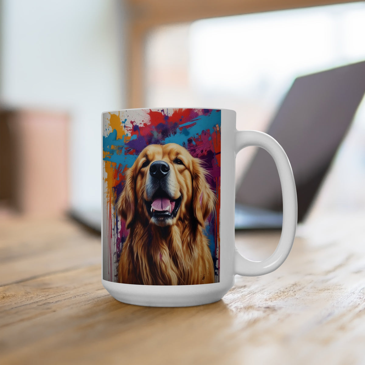 Graffiti Style Golden Retriever Ceramic Mug, (11oz, 15oz)