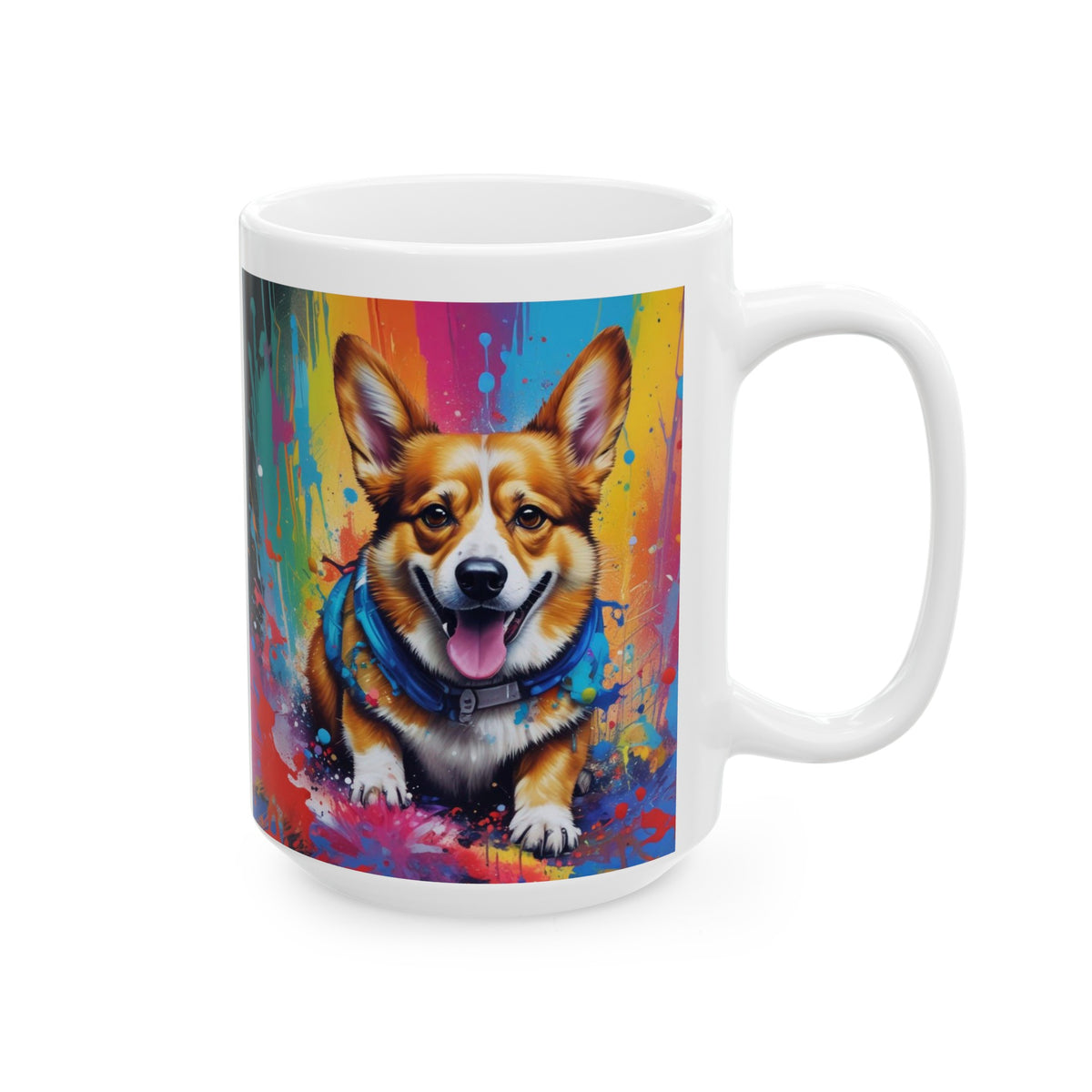 Graffiti Style Corgi Ceramic Mug, (11oz, 15oz)