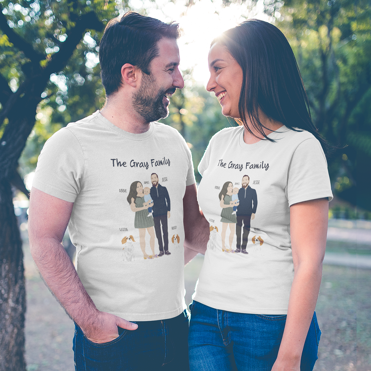 Awesome CREATE YOUR OWN Custom Drawn Family T-shirt