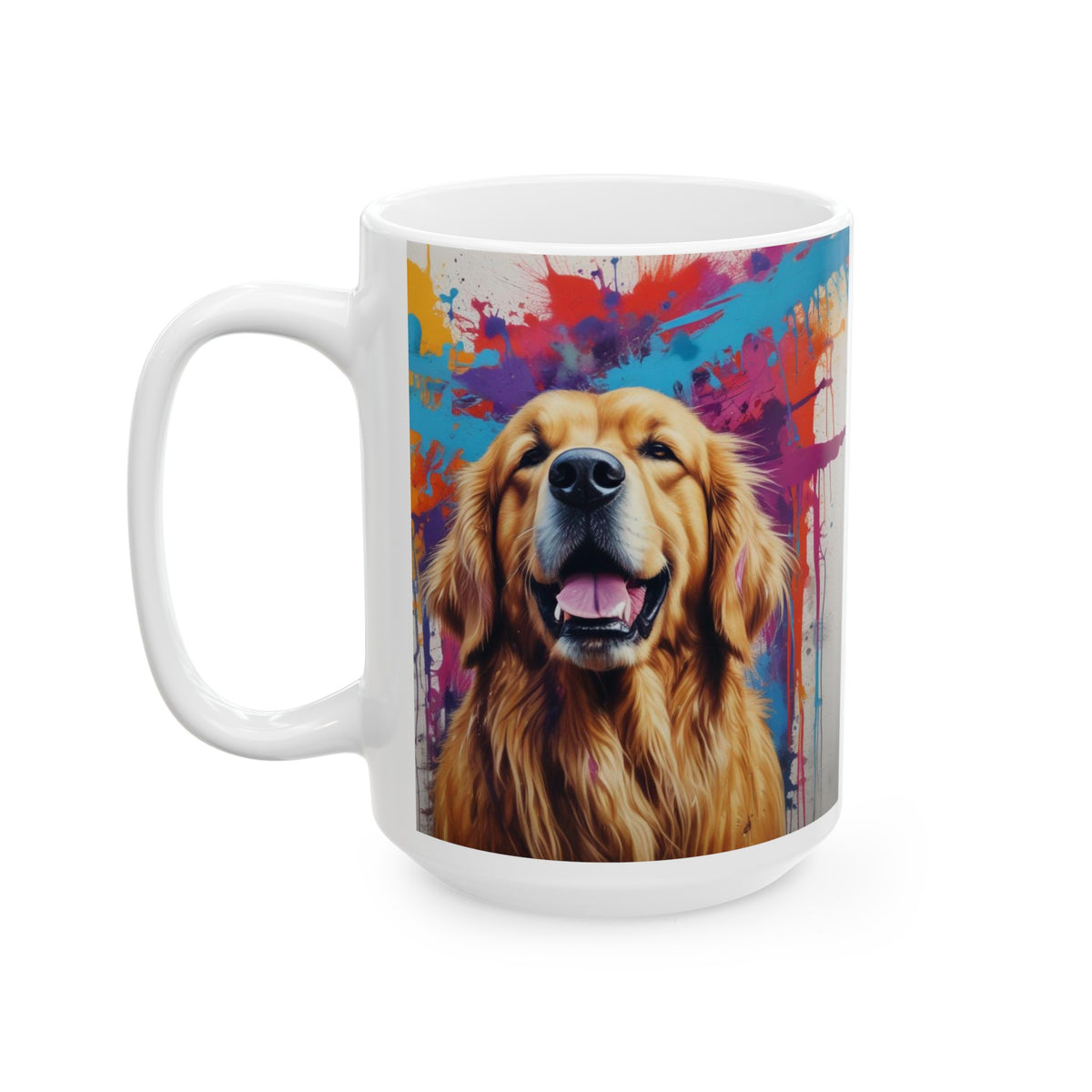 Graffiti Style Golden Retriever Ceramic Mug, (11oz, 15oz)