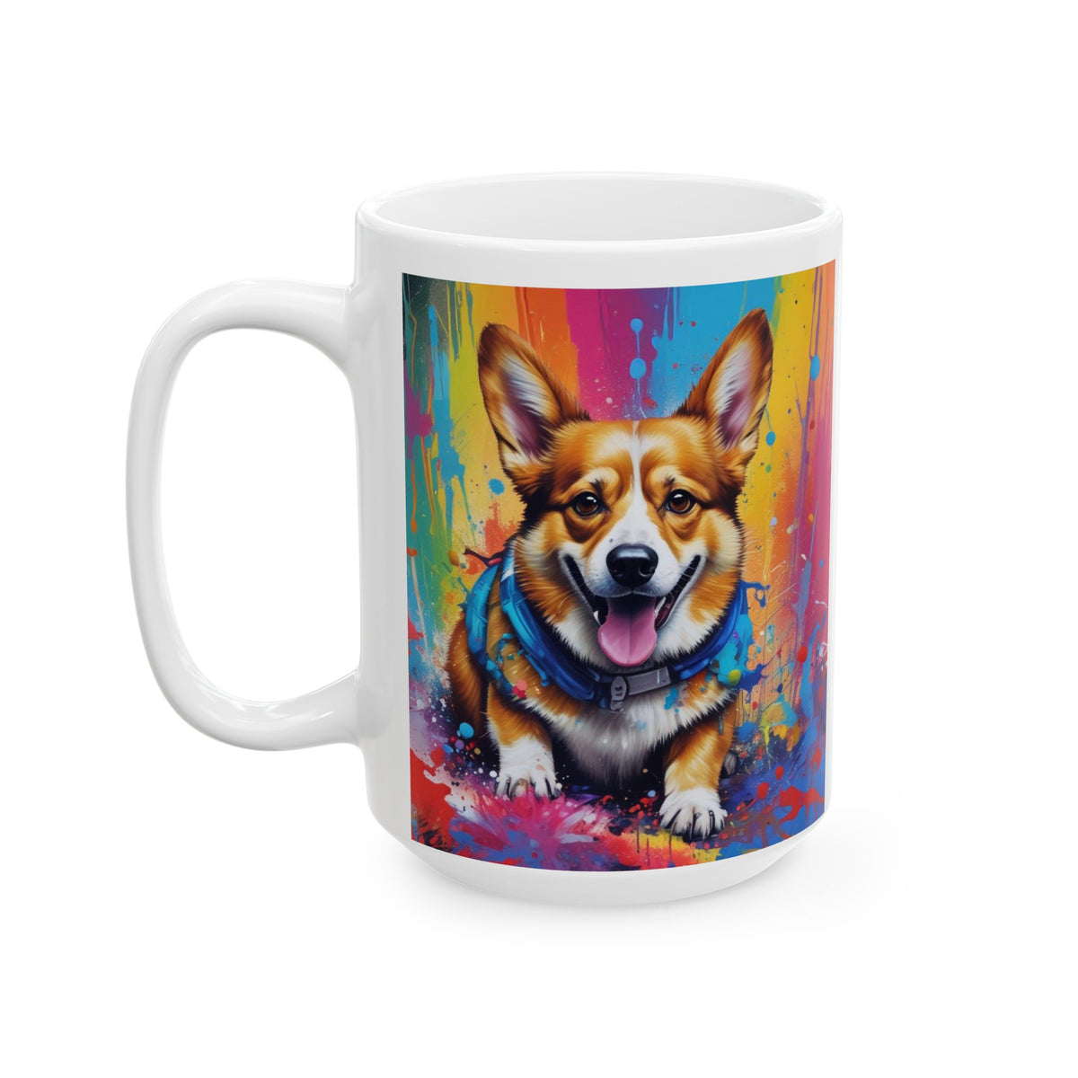 Graffiti Style Corgi Ceramic Mug, (11oz, 15oz)