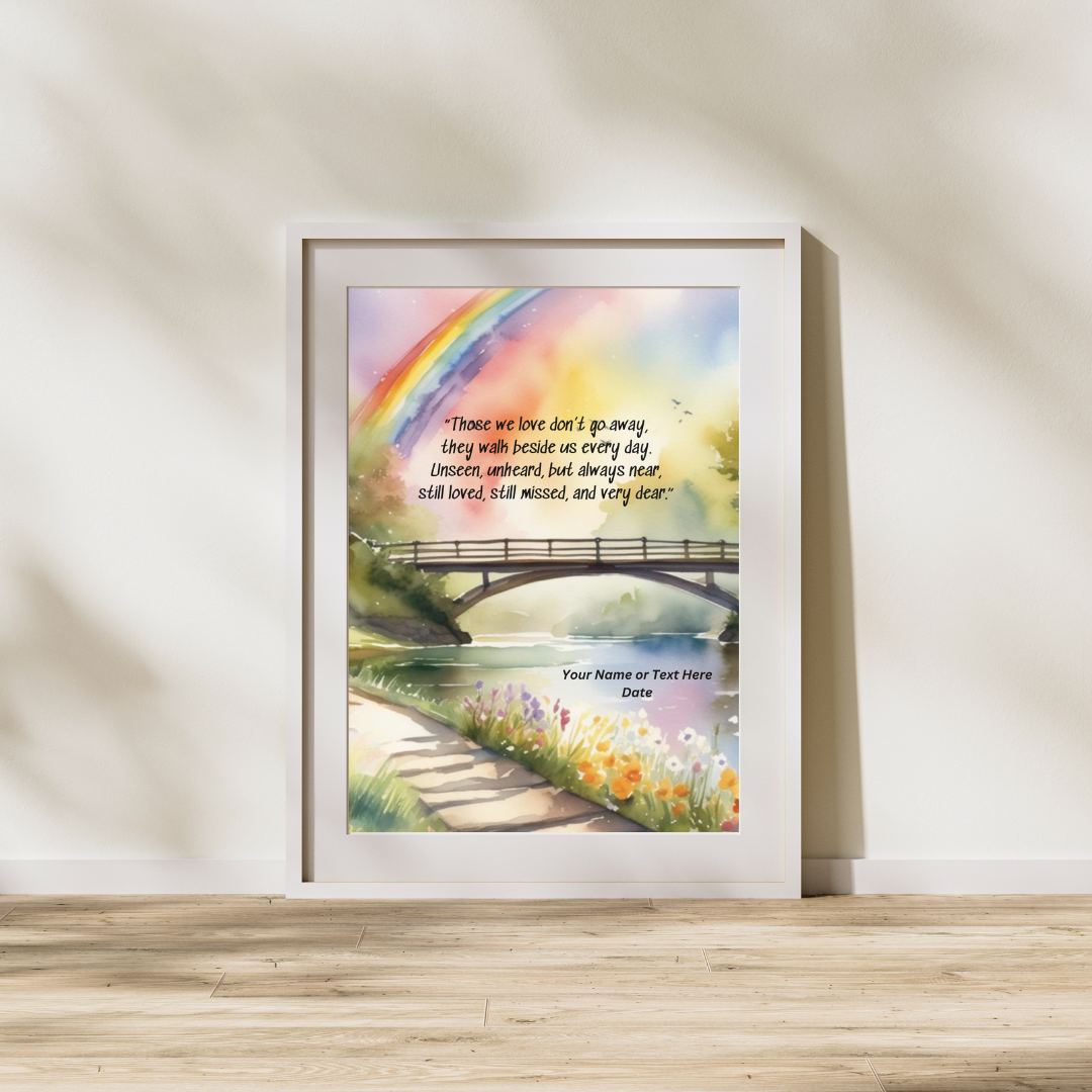 Rainbow Bridge Remembrance" - Customized Pet Memorial Print - 8" x 10" Unframed Print