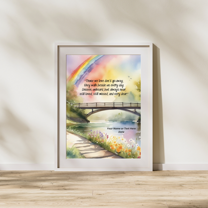 Rainbow Bridge Remembrance" - Customized Pet Memorial Print - 8" x 10" Unframed Print