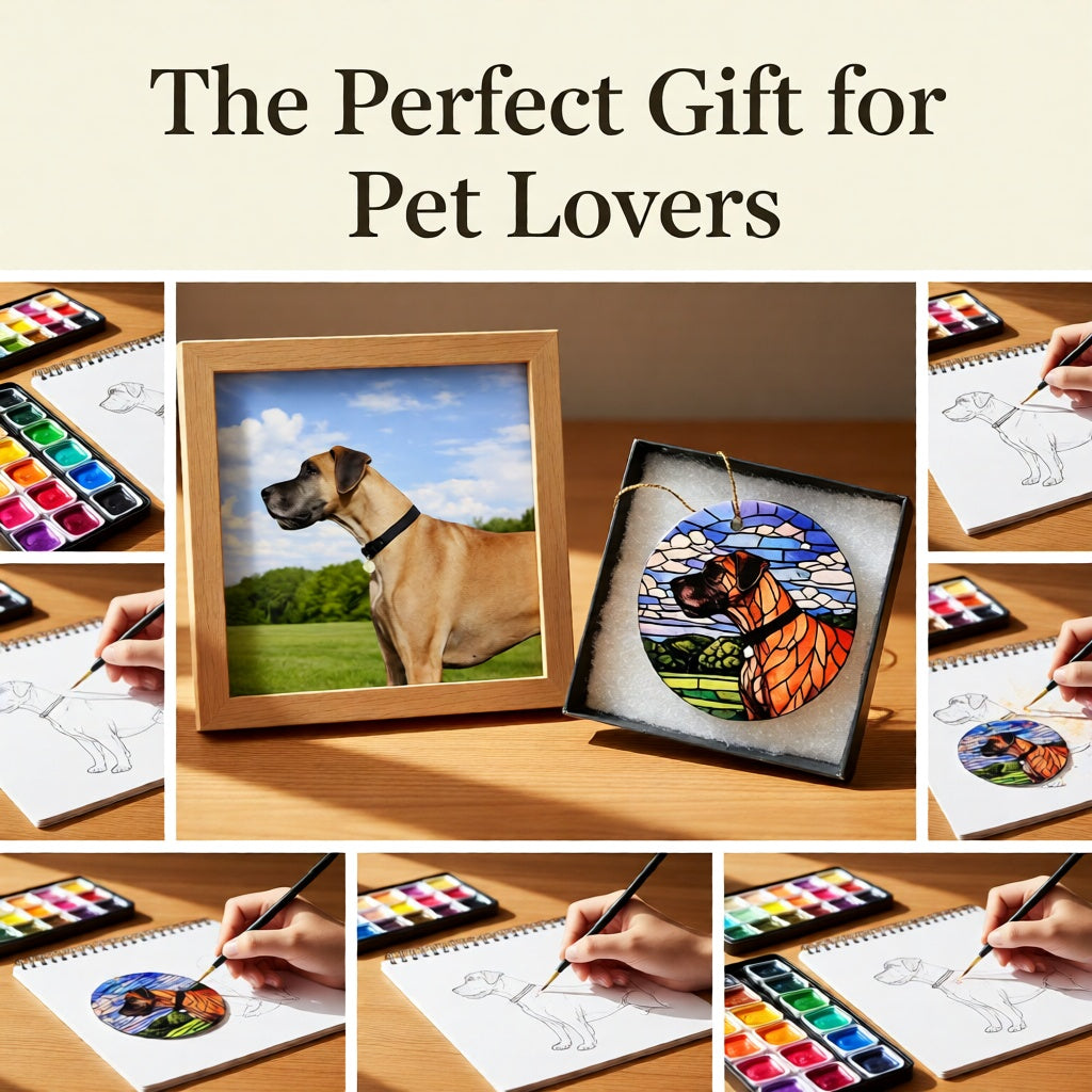 Custom Stained Glass Ceramic Pet Portrait Ornament