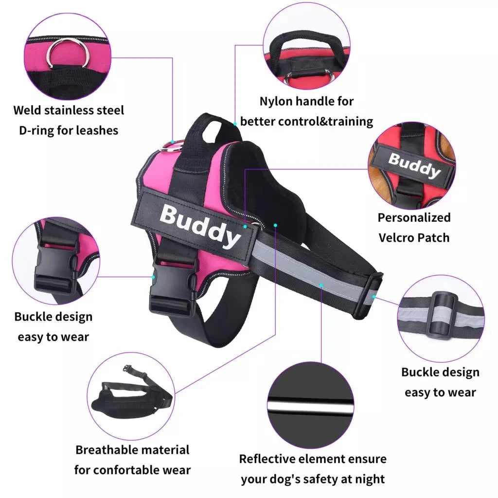 PERSONALIZED Reflective Breathable Pet Harness Vest