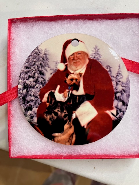 Santa and Dogs Christmas Ornament