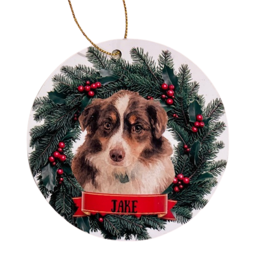 Ceramic Christmas Dog Ornamen