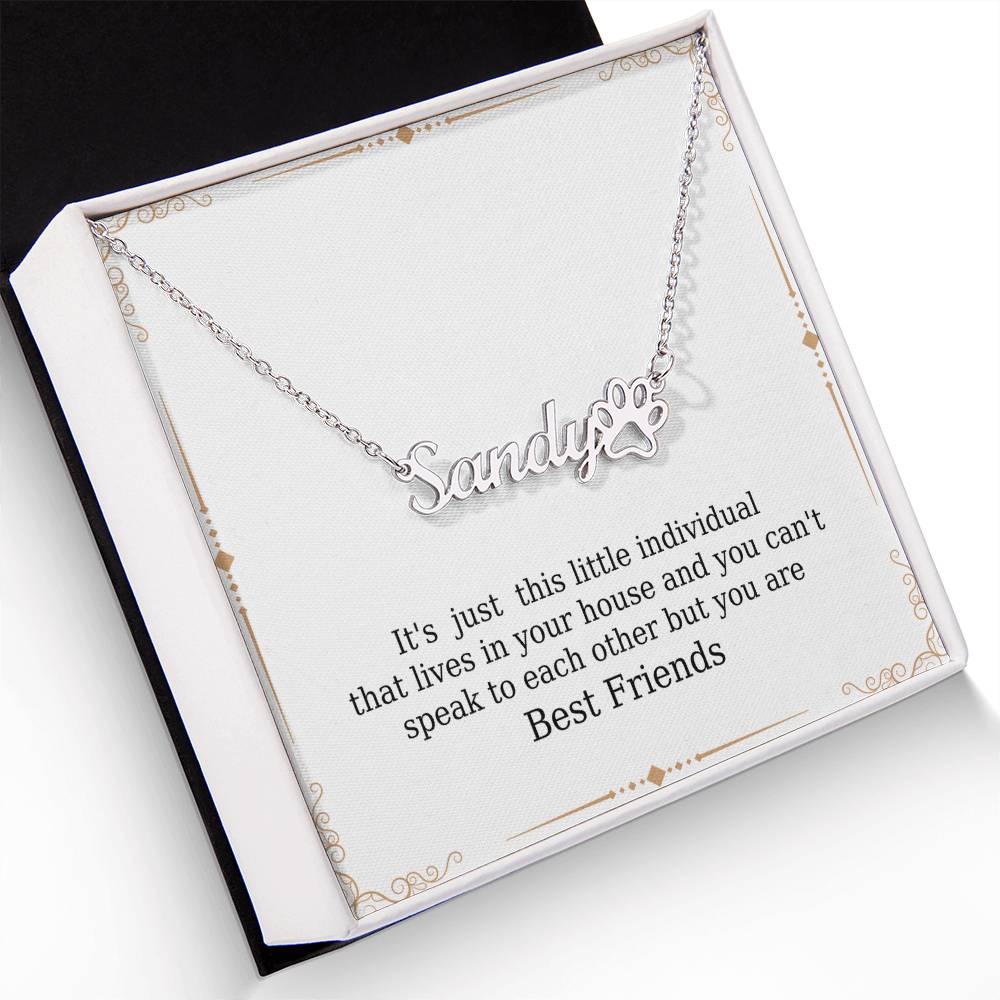 Personalized Paw Print Name Necklace - Best Friends