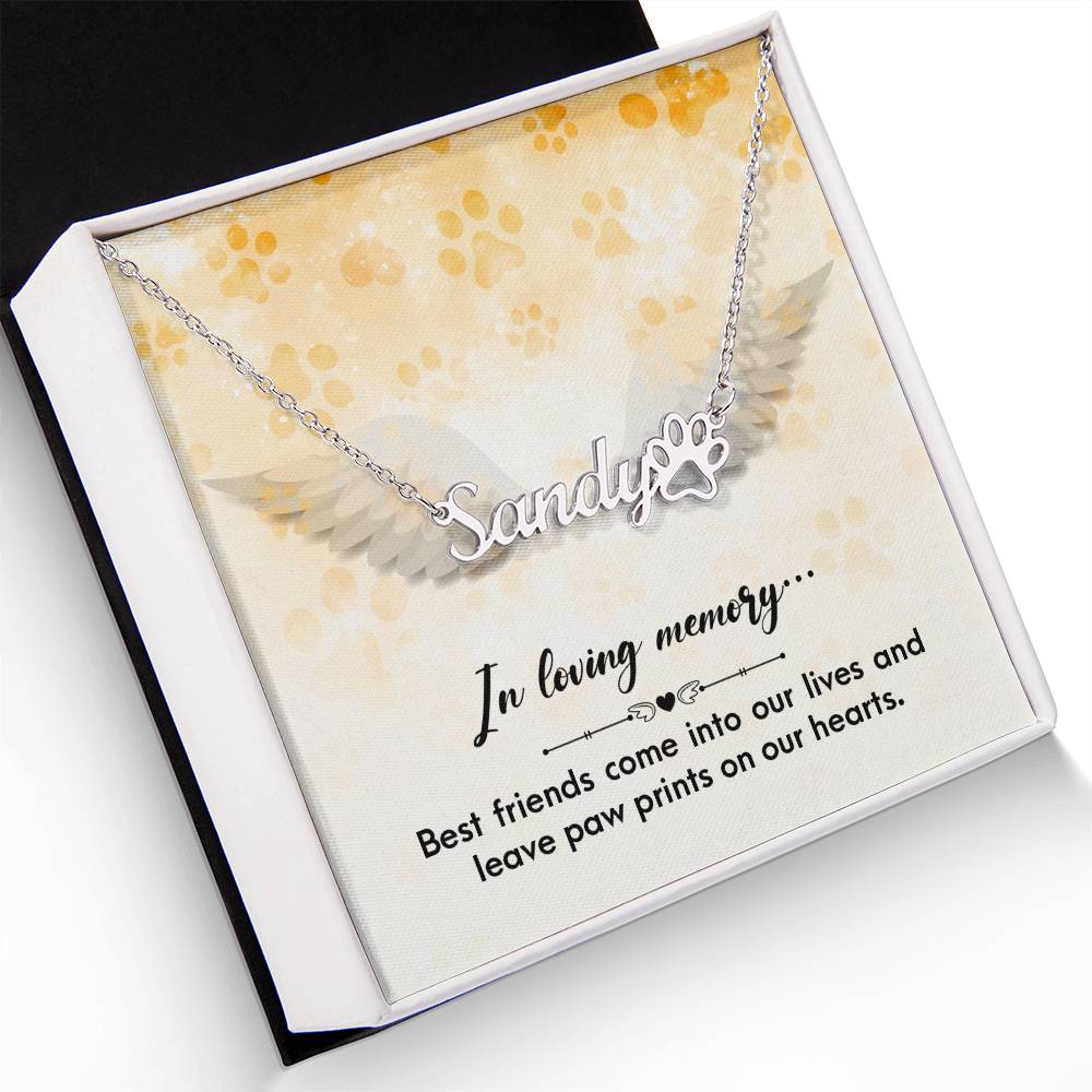 Personalized Paw Print Name Necklace - In Loving Memory