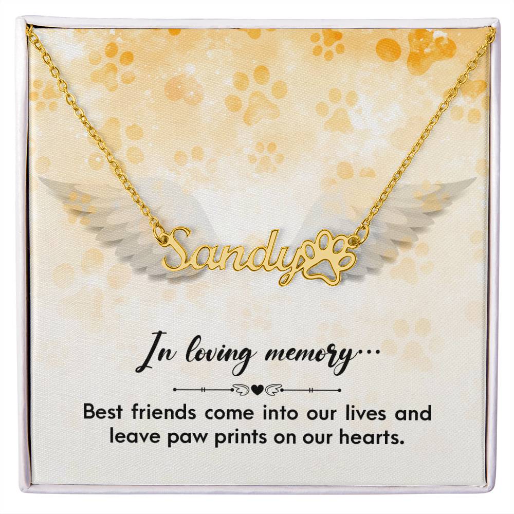 Personalized Paw Print Name Necklace - In Loving Memory