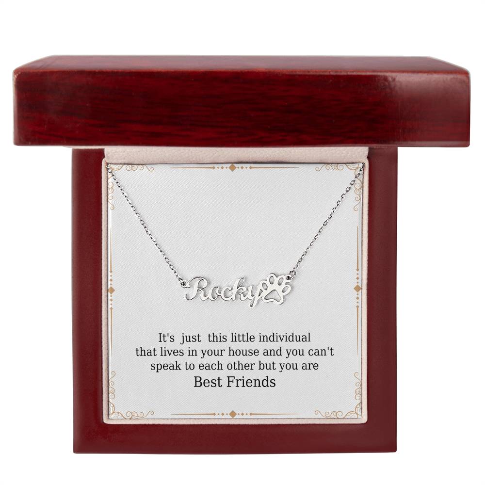Personalized Paw Print Name Necklace - Best Friends