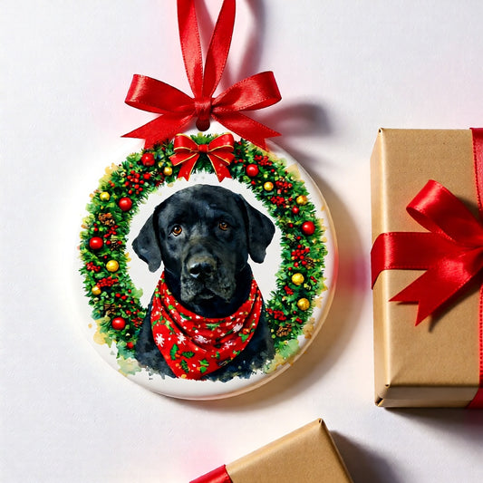 Custom Pet Photo Ceramic Christmas Ornament