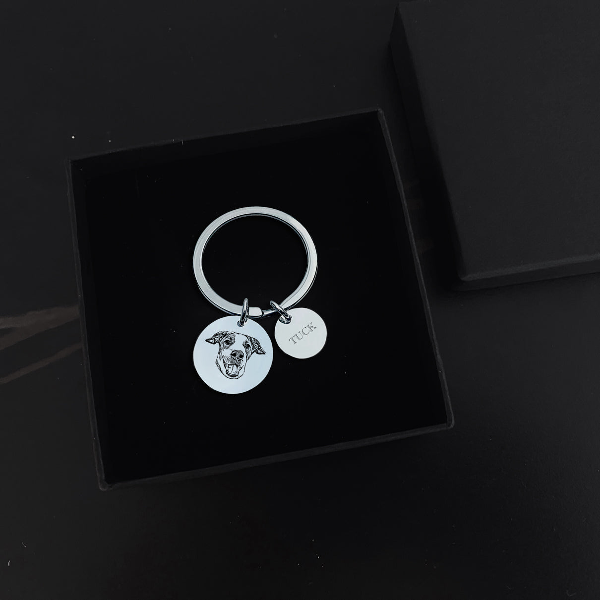 Custom Pet Charm Keychain - Engraved Photo & Name -